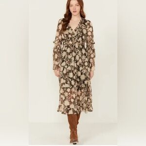 Miss Me Floral‎ Maxi Dress - Black and Cream Women’s Size Large